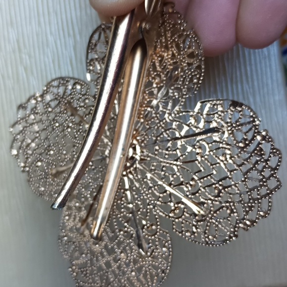 Ornate Filigree Style w Crystal Accents Hair Clip Vintage - Picture 5 of 7